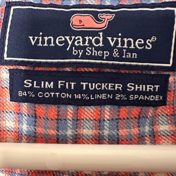 Vineyard Vines Shirt Mens Pink Plaid Slim Fit Tucker Button Down Preppy - Picture 4 of 5